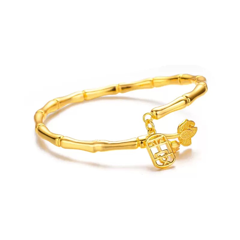 新品矿金  国风竹节平安手镯 一口价