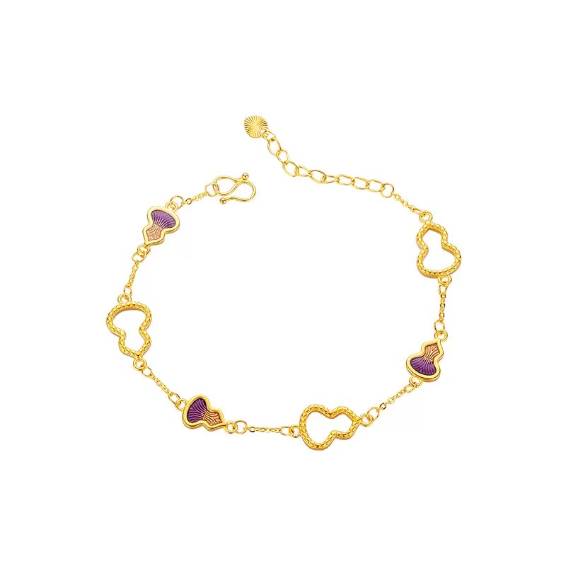 新品矿金  珐琅彩葫芦镂空手链 一口价