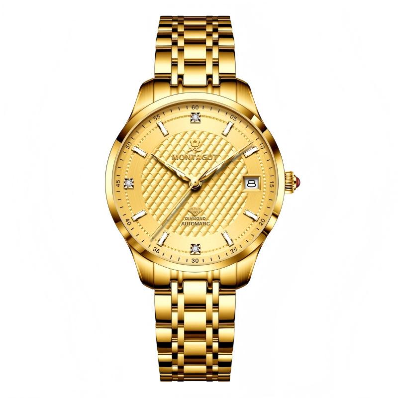 香港金六福KSF&法国梦特娇联名款-三月风晨 真金真钻 夜光全自动机芯 女士商务金表（金）