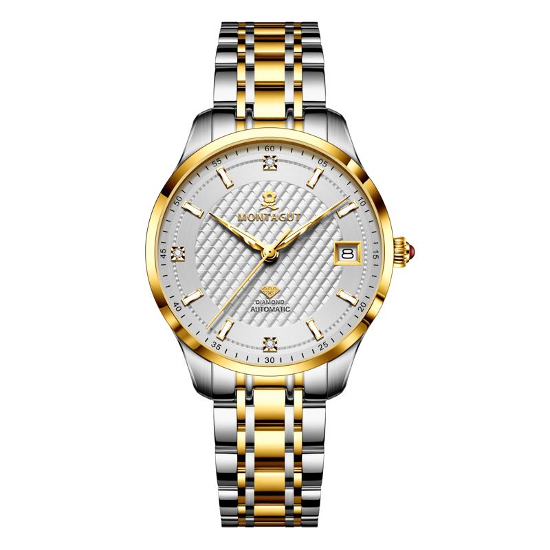 香港金六福KSF&法国梦特娇联名款-三月风晨 真金真钻 夜光全自动机芯 女士商务金表（双色）