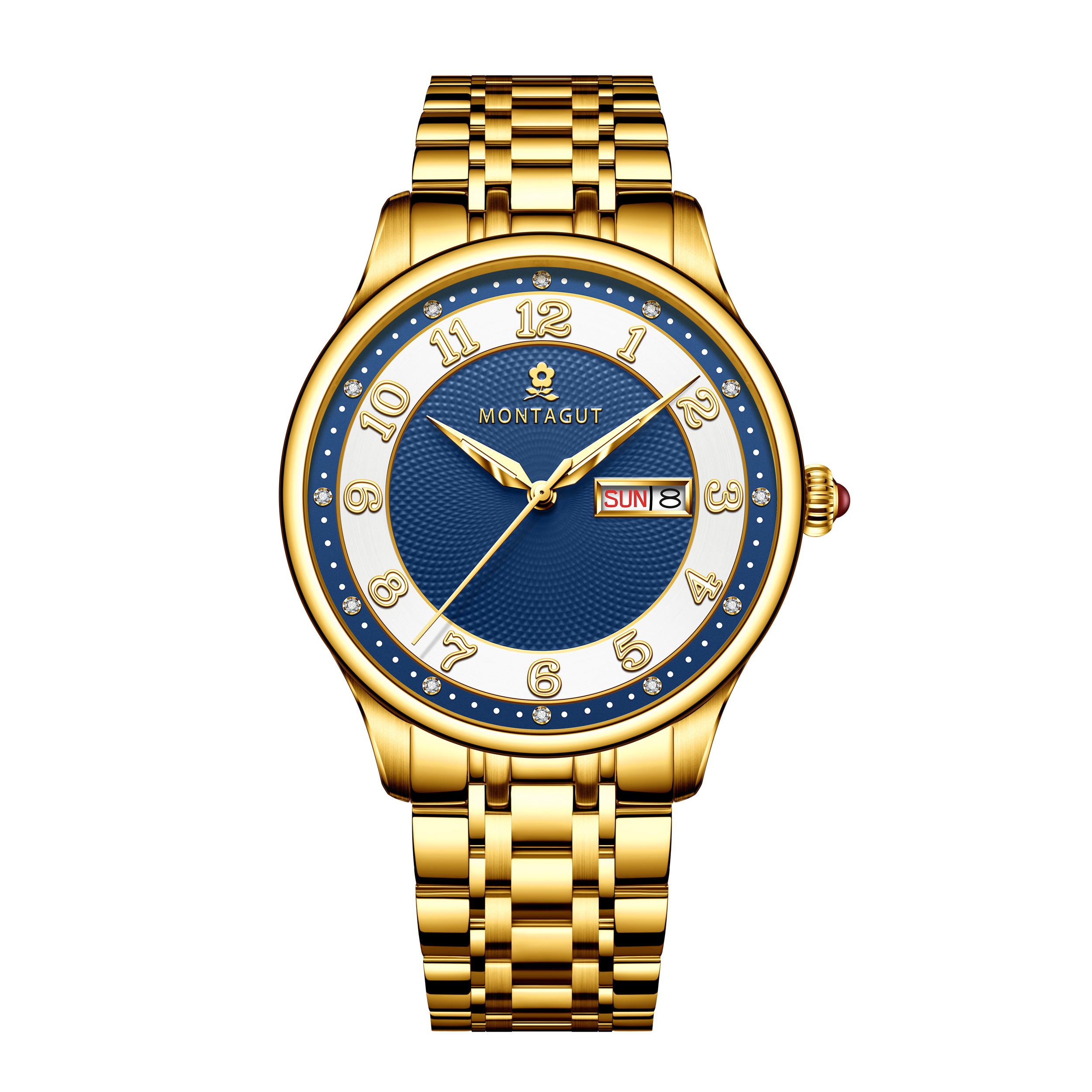 香港金六福KSF&法国梦特娇联名款-十二星辰 真金真钻 夜光全自动机芯 男士士商务金表（表盘蓝）（金）