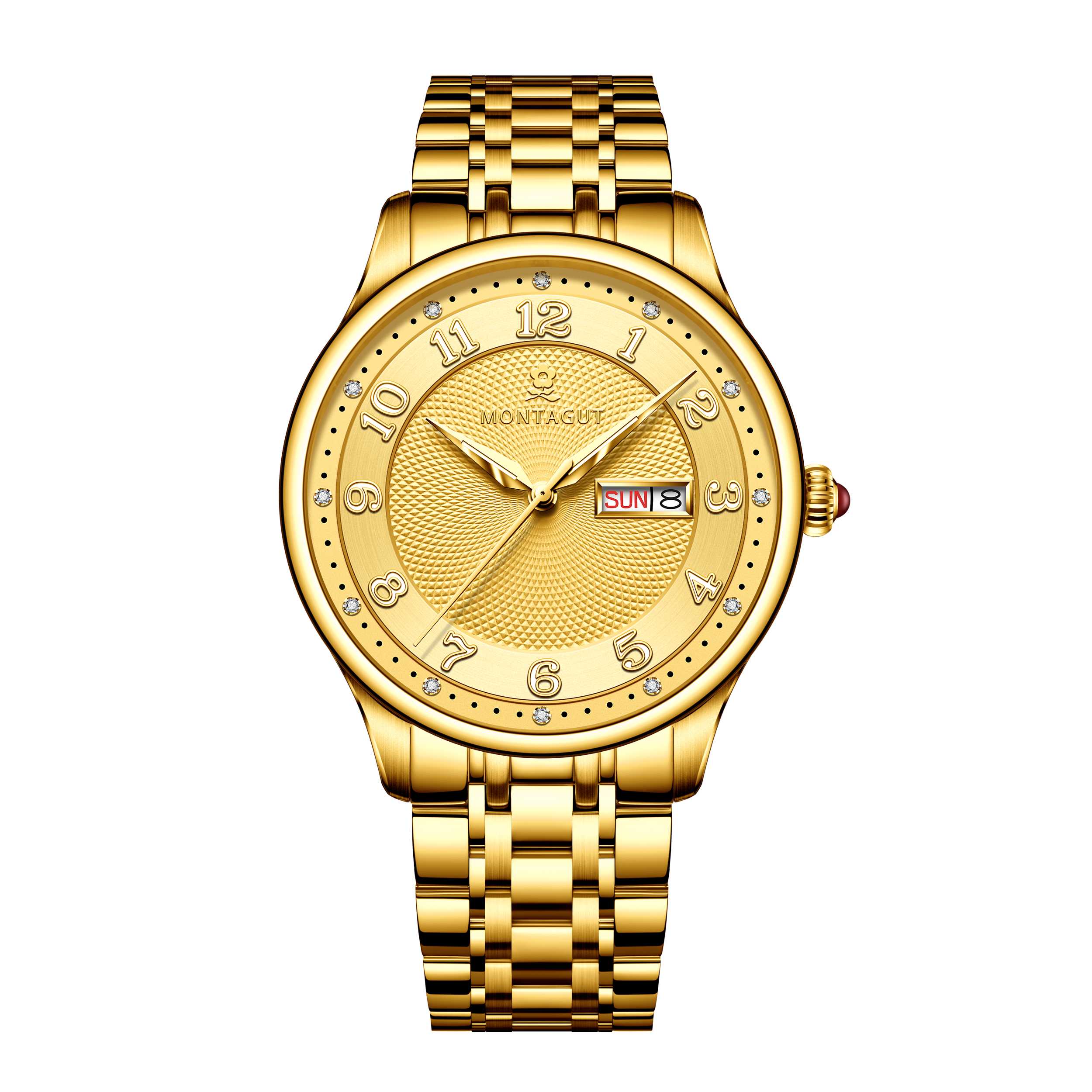 香港金六福KSF&法国梦特娇联名款-十二星辰 真金真钻 夜光全自动机芯 男士士商务金表（表盘金）（金）