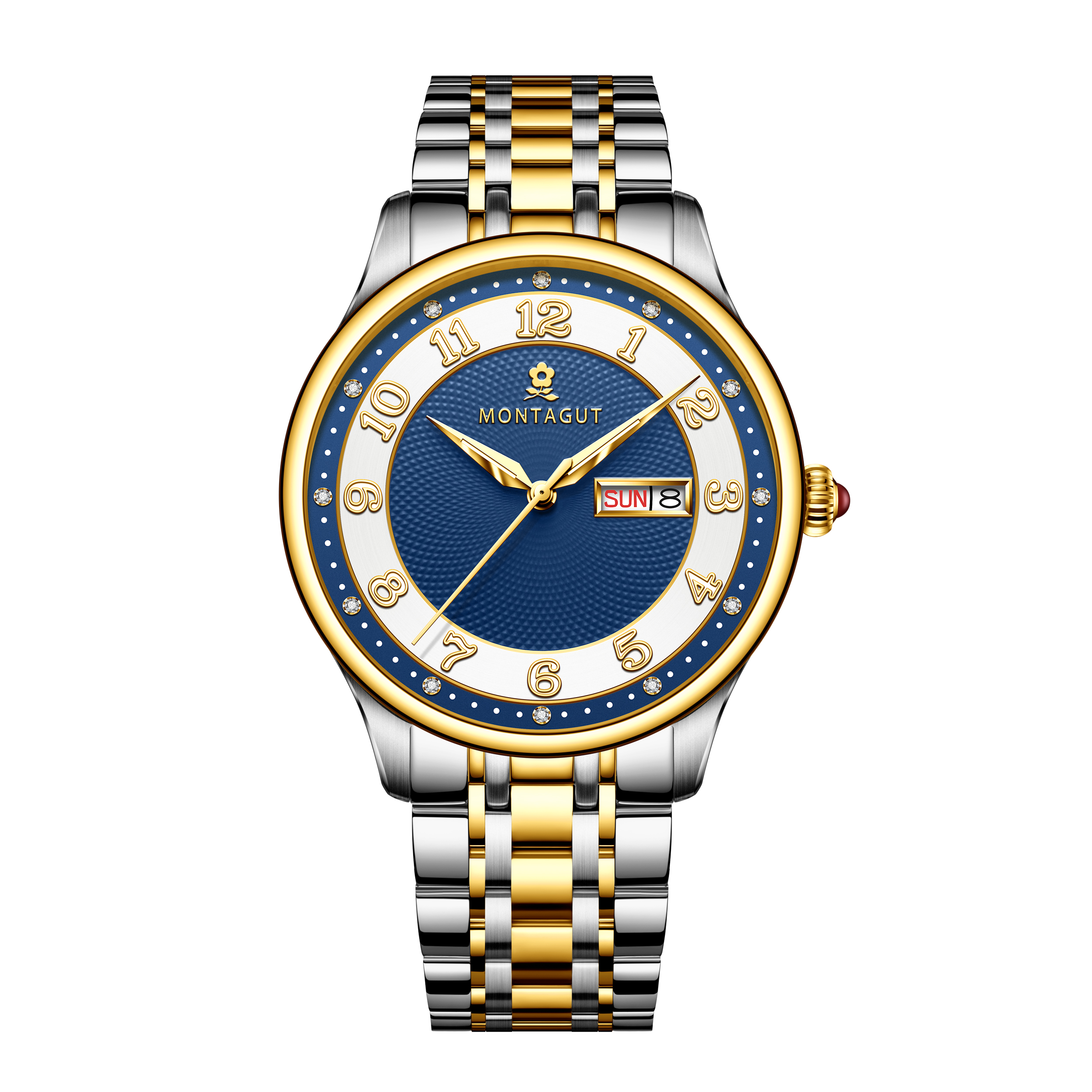 香港金六福KSF&法国梦特娇联名款-十二星辰 真金真钻 夜光全自动机芯 男士士商务金表（表盘蓝）（双色）