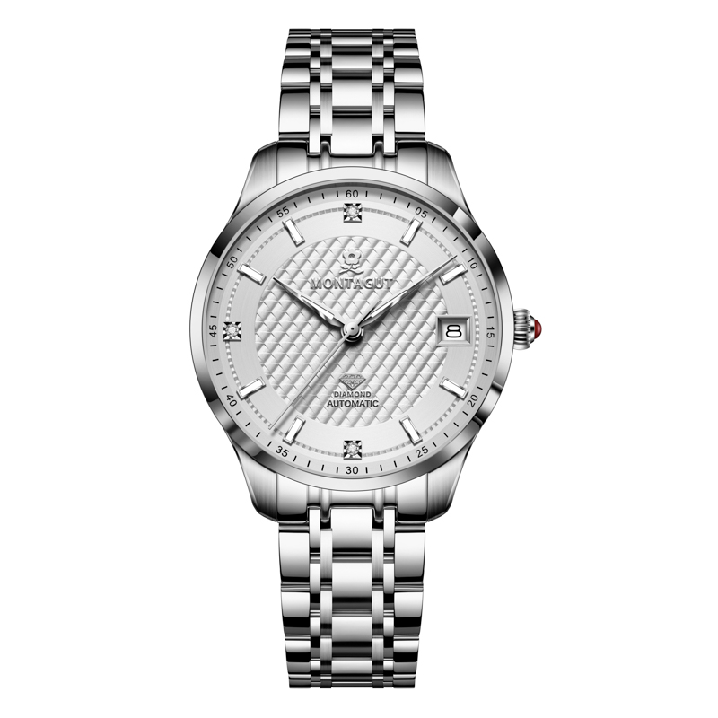 香港金六福KSF&法国梦特娇联名款-三月风晨 真金真钻 夜光全自动机芯 女士商务金表（白）